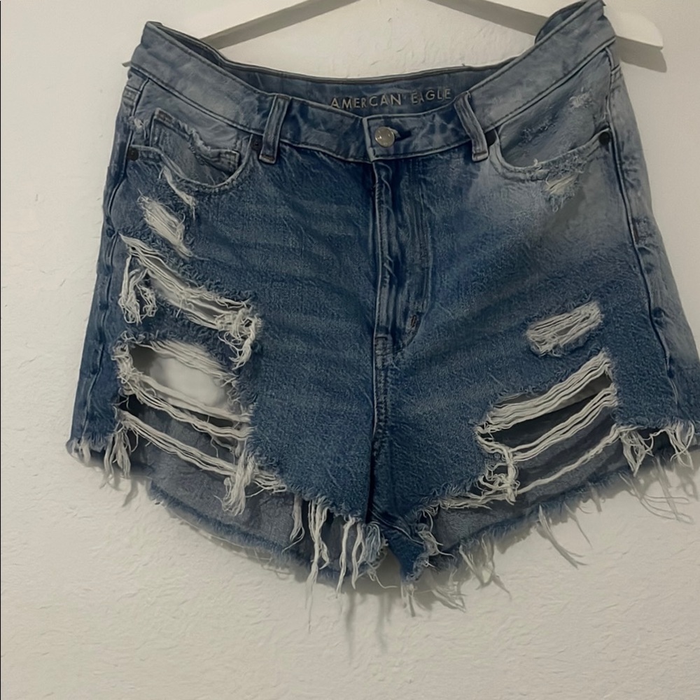 American Eagle Outfitters Distressed Blue Denim Shorts